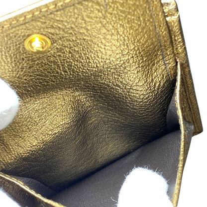 Yves Saint Laurent Bifold Wallet Folding Wallet Medium Wallet Gold Leather YVES