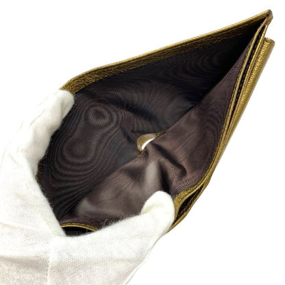 Yves Saint Laurent Bifold Wallet Folding Wallet Medium Wallet Gold Leather YVES