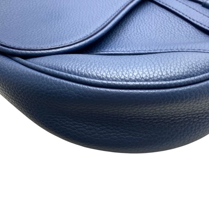 Dior Saddle Bag Body Bag Shoulder Bag Crossbody Leather Grain Calfskin Navy