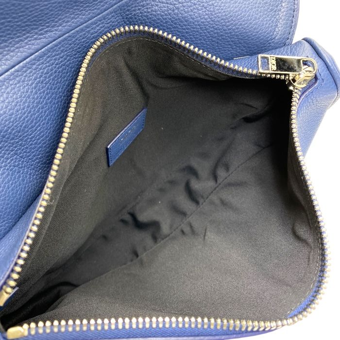 Dior Saddle Bag Body Bag Shoulder Bag Crossbody Leather Grain Calfskin Navy