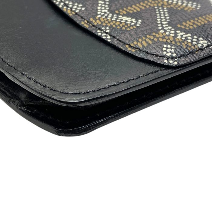 Goyard Coin Case Coin Purse Herringbone PVC X Leather Black X Brown Men's