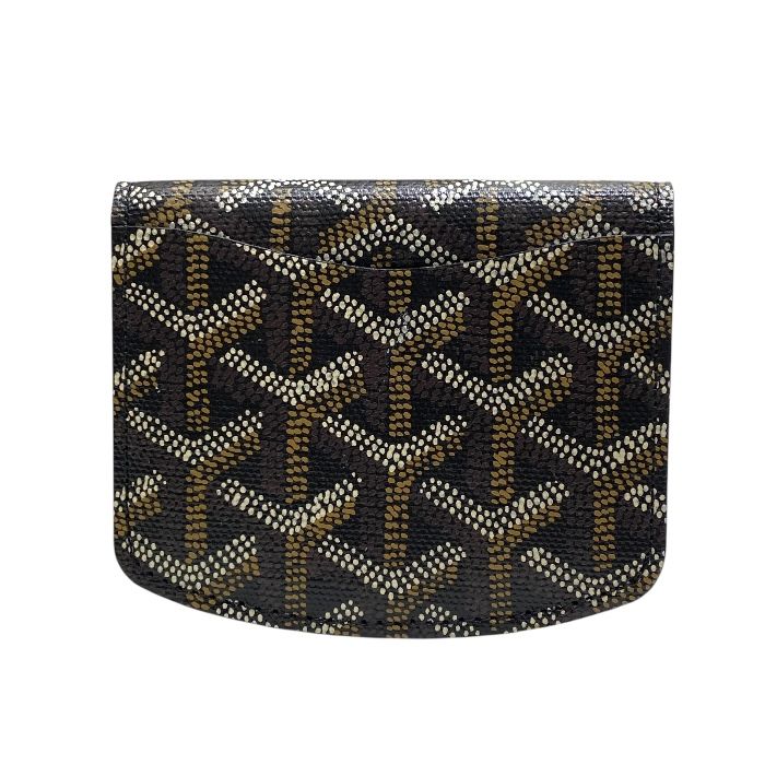 Goyard Coin Case Coin Purse Herringbone PVC X Leather Black X Brown Men's