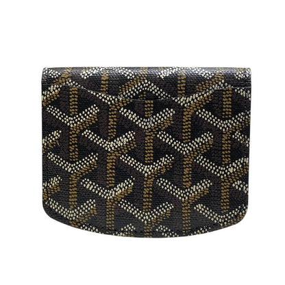 Goyard Coin Case Coin Purse Herringbone PVC X Leather Black X Brown Men's