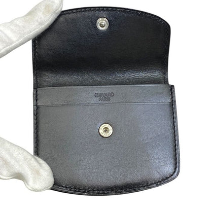 Goyard Coin Case Coin Purse Herringbone PVC X Leather Black X Brown Men's