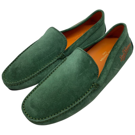 Louis Vuitton Nd0158 Driving Shoes Loafers Slip-on Suede Green Louis Vuitton