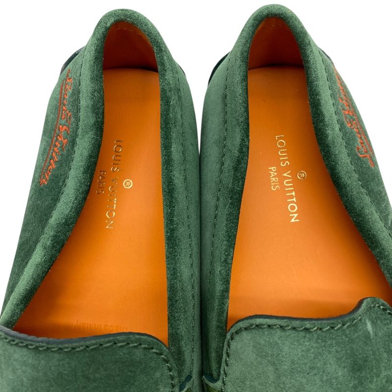 Louis Vuitton Nd0158 Driving Shoes Loafers Slip-on Suede Green Louis Vuitton