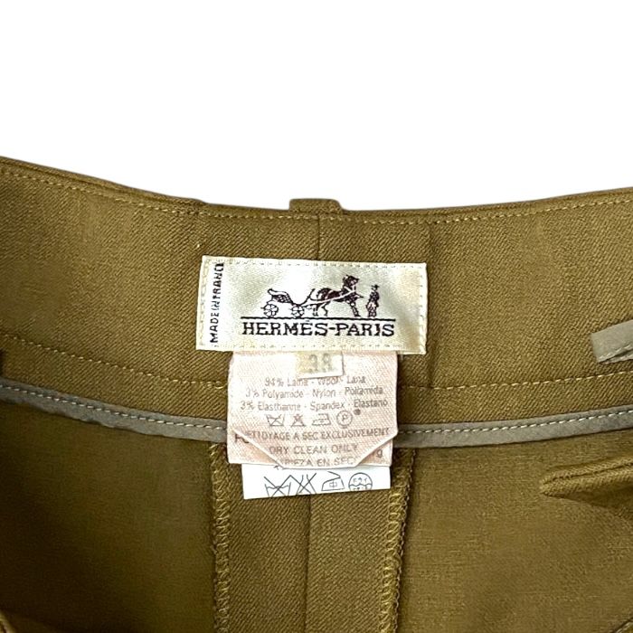 Hermes Slacks Tapered Straight Pants Bottoms Brown Wool [size 38] Hermes