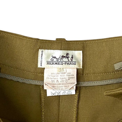 Hermes Slacks Tapered Straight Pants Bottoms Brown Wool [size 38] Hermes