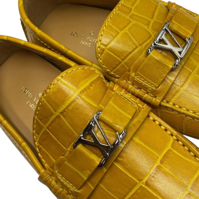 Louis Vuitton Hockenheim Line Croco Shape Push Driving Shoes Loafers Logo