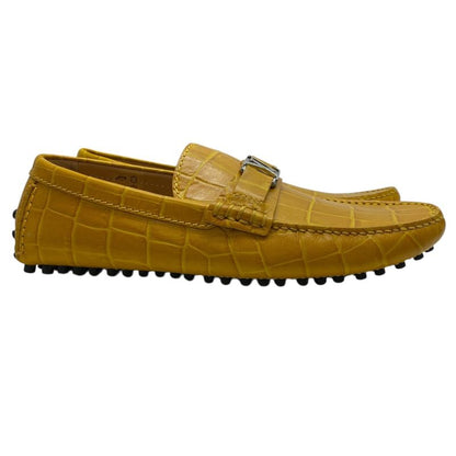 Louis Vuitton Hockenheim Line Croco Shape Push Driving Shoes Loafers Logo