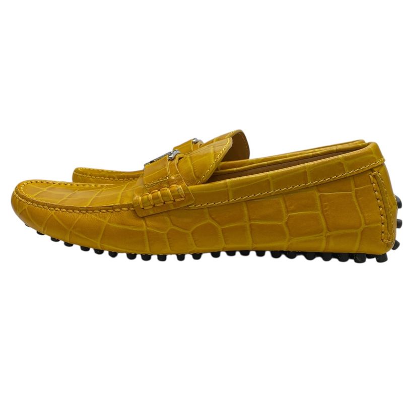 Louis Vuitton Hockenheim Line Croco Shape Push Driving Shoes Loafers Logo