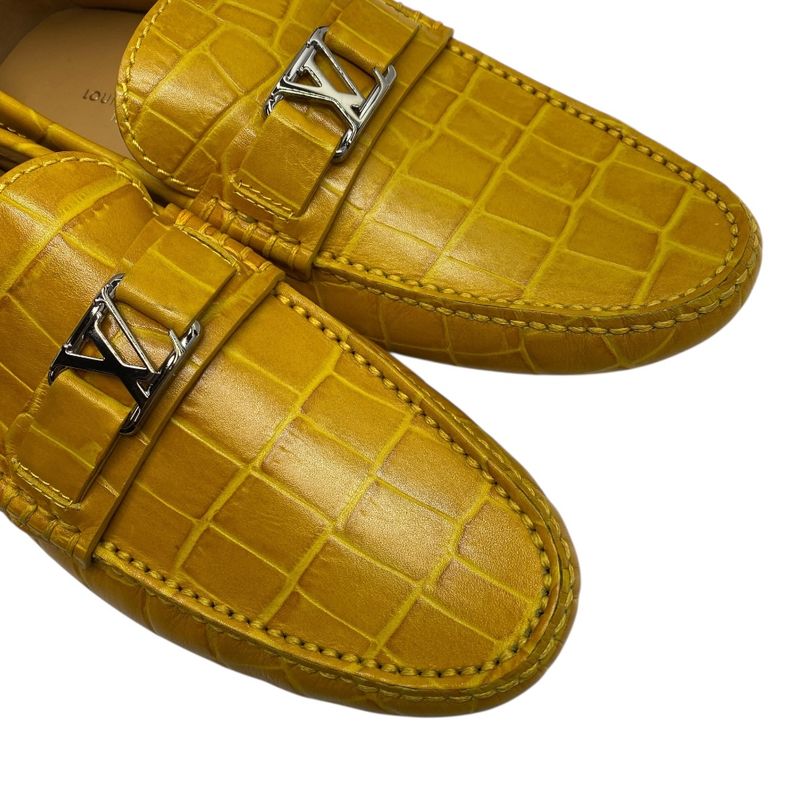 Louis Vuitton Hockenheim Line Croco Shape Push Driving Shoes Loafers Logo
