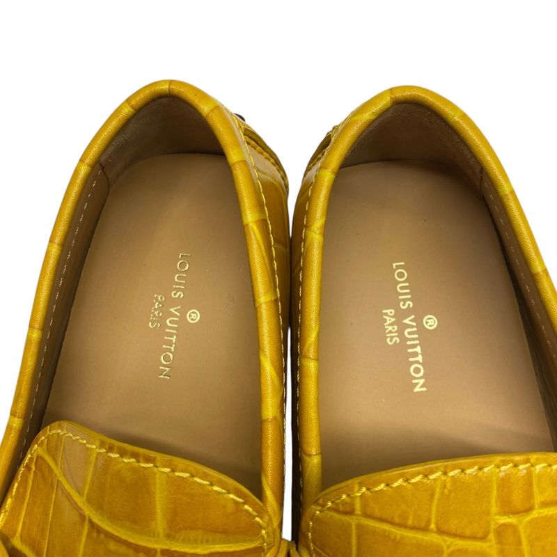 Louis Vuitton Hockenheim Line Croco Shape Push Driving Shoes Loafers Logo