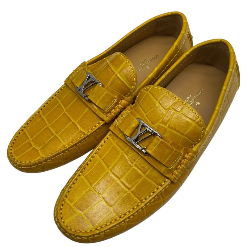 Louis Vuitton Hockenheim Line Croco Shape Push Driving Shoes Loafers Logo