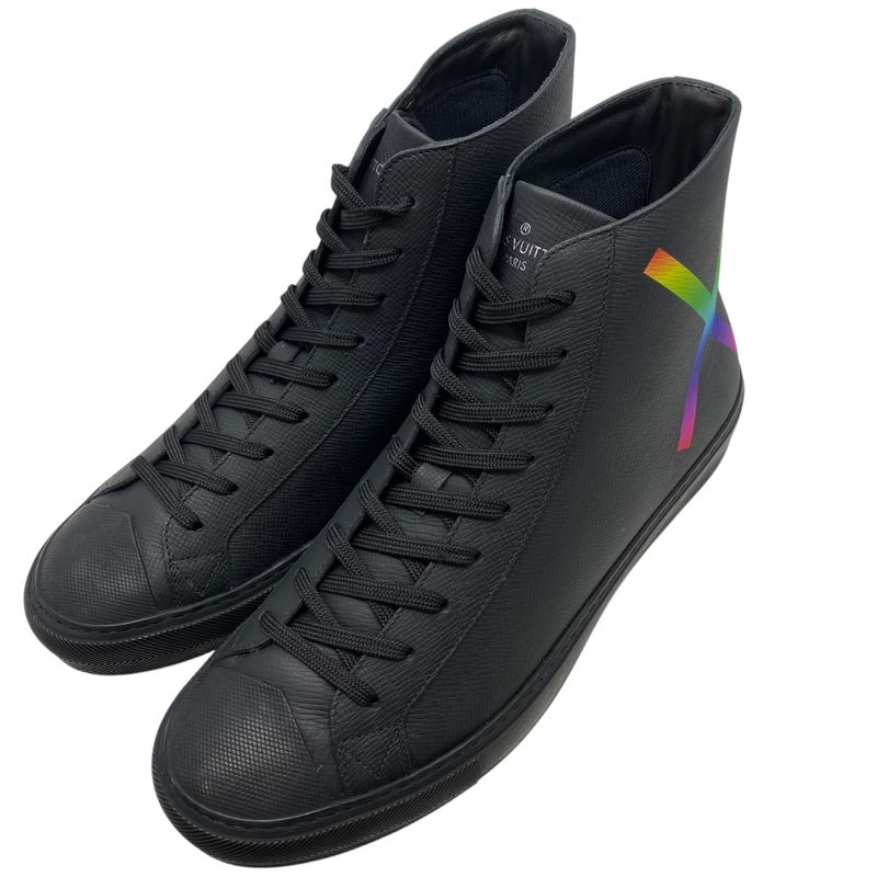 Louis Vuitton Tattoo Line Sneakers High Cut Sneakers Leather Black Go0159 [size