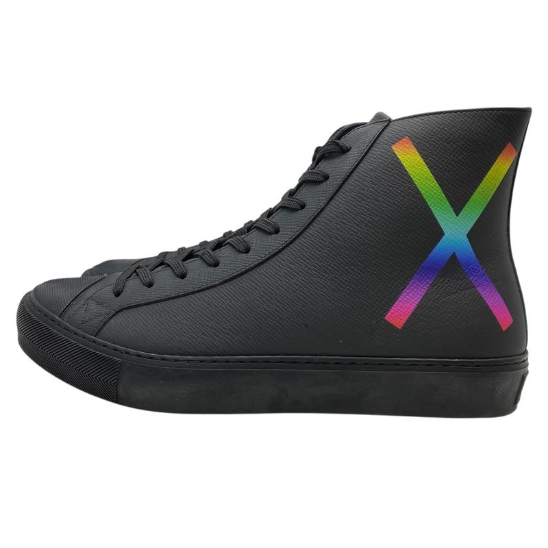 Louis Vuitton Tattoo Line Sneakers High Cut Sneakers Leather Black Go0159 [size