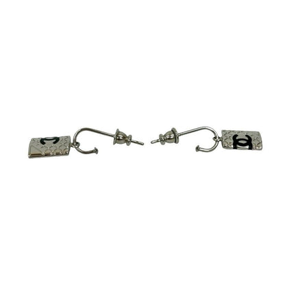 Chanel Cambon Coco Mark Metal Earrings Accessories Women's Silver 05C
