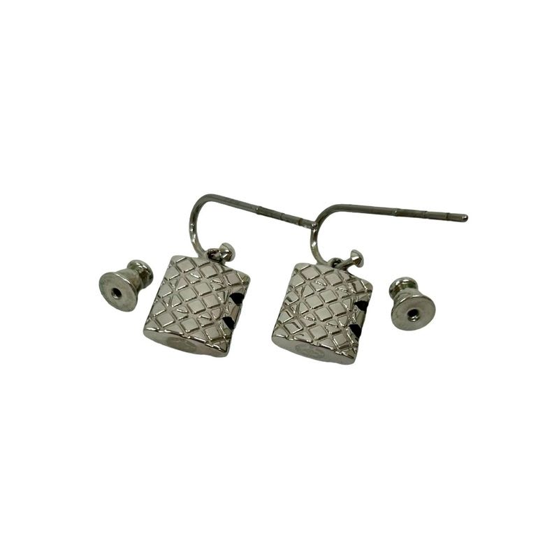 Chanel Cambon Coco Mark Metal Earrings Accessories Women's Silver 05C