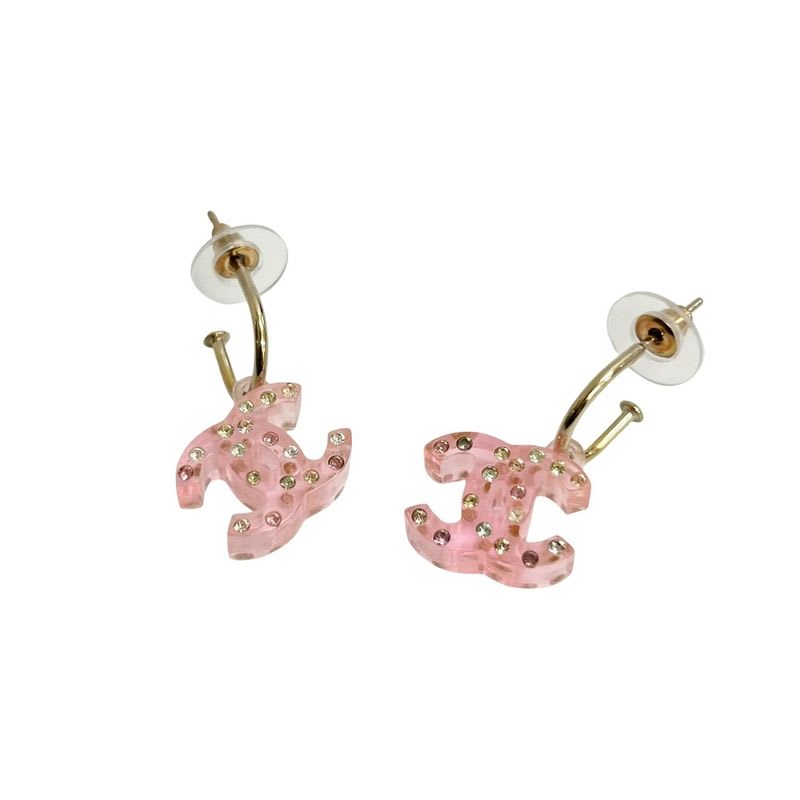 Chanel Coco Mark Rhinestone Earrings Accessories Women's Clear 04A
