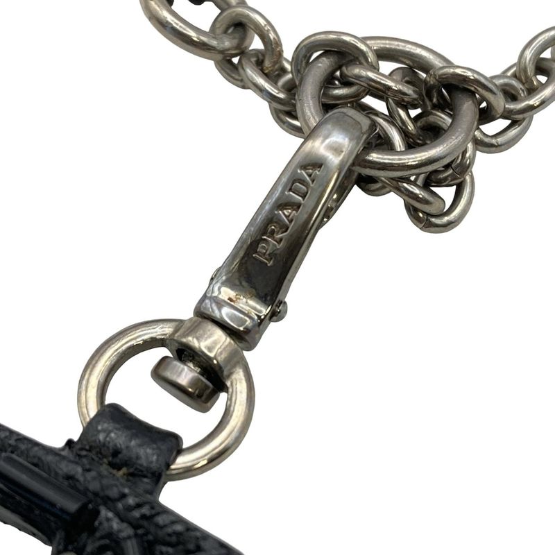 Prada Necklace - Leather Silver and Black Bijoux E