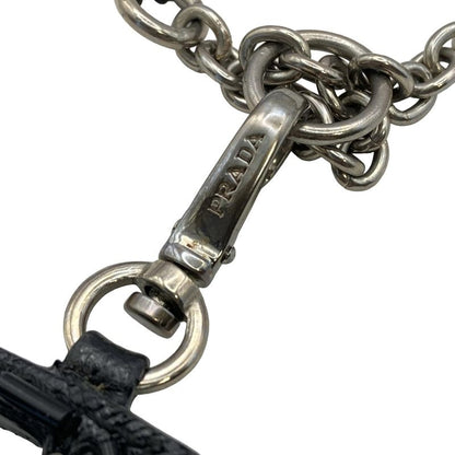 Prada Necklace - Leather Silver and Black Bijoux E