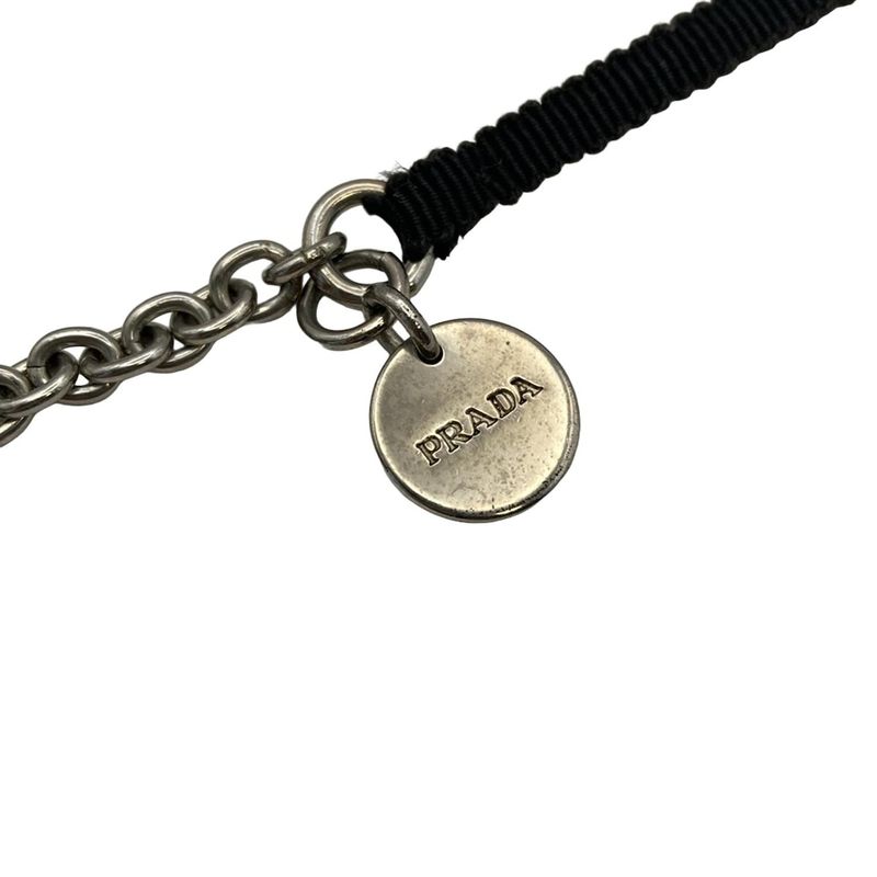 Prada Necklace - Leather Silver and Black Bijoux E