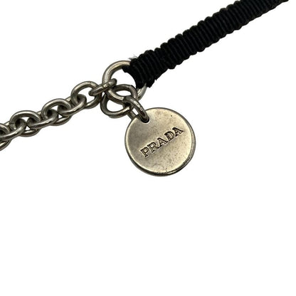 Prada Necklace - Leather Silver and Black Bijoux E