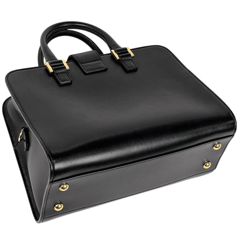 Saint Laurent Baby Monogram Cabas Su 2way Shoulder Bag Handbag Leather Black