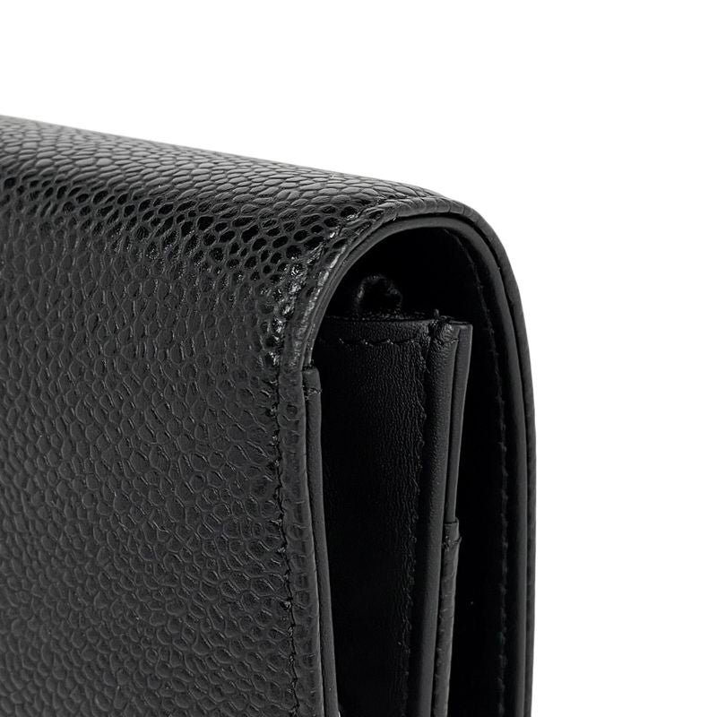 Chanel Coco Mark Chain Wallet Purse Shoulder Bag Caviar Skin Black Women