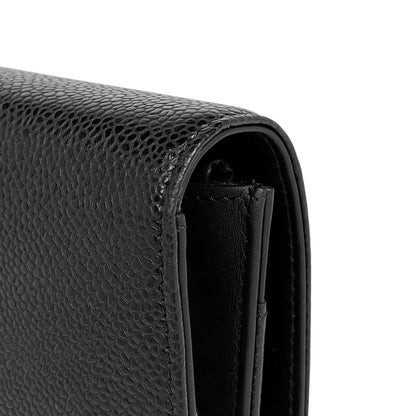 Chanel Coco Mark Chain Wallet Purse Shoulder Bag Caviar Skin Black Women
