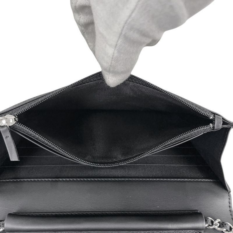 Chanel Coco Mark Chain Wallet Purse Shoulder Bag Caviar Skin Black Women