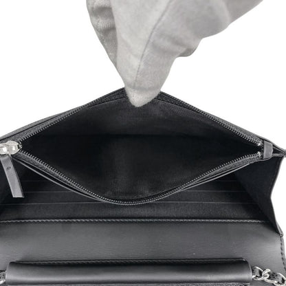 Chanel Coco Mark Chain Wallet Purse Shoulder Bag Caviar Skin Black Women