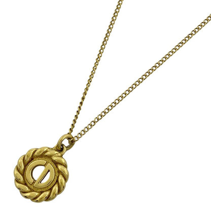 Christian Dior Logo Necklace Round CD Necklace GP Gold Women