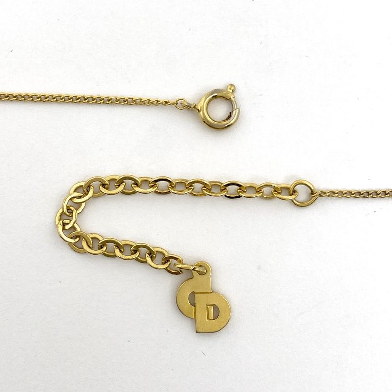 Christian Dior Logo Necklace Round CD Necklace GP Gold Women