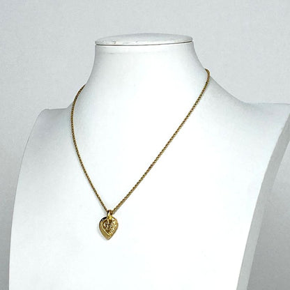 Christian Dior Logo Rhinestone Necklace CD Pendant Necklace GP Gold Women