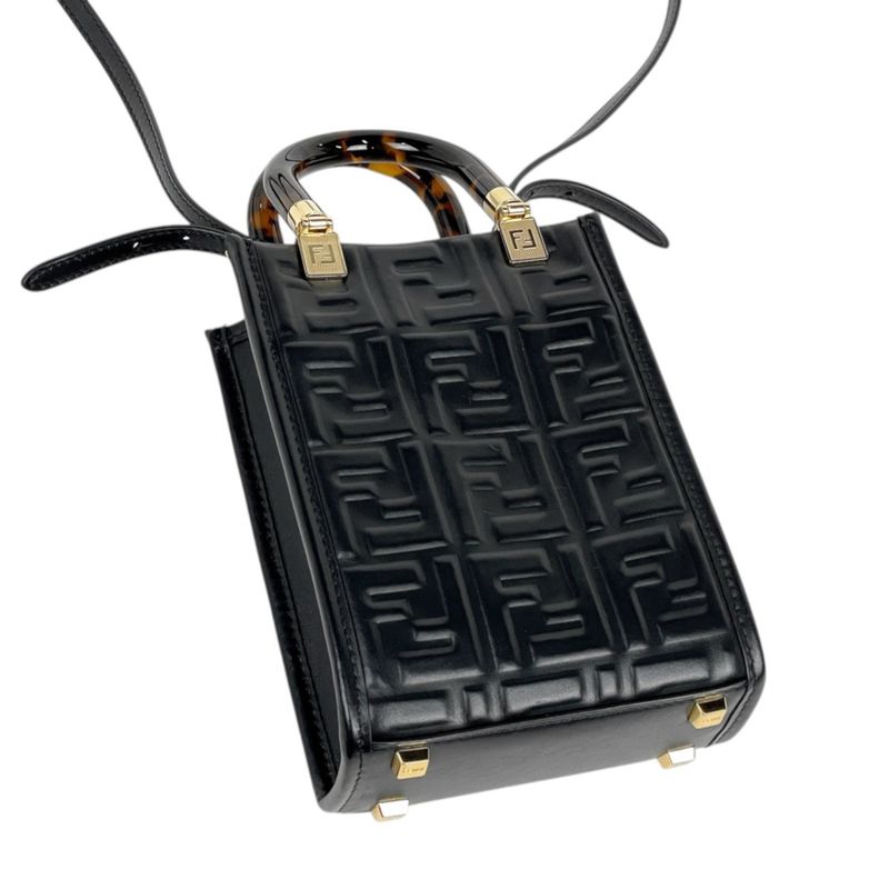 Fendi Sunshine Shopper Mini Handbag Demi Pattern Shoulder Bag Handbag Leather