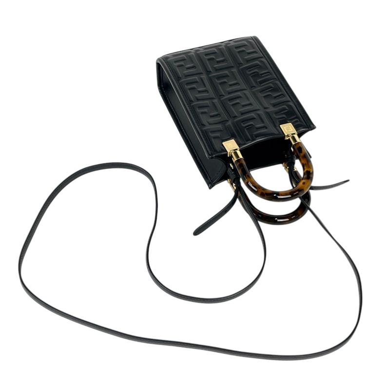 Fendi Sunshine Shopper Mini Handbag Demi Pattern Shoulder Bag Handbag Leather