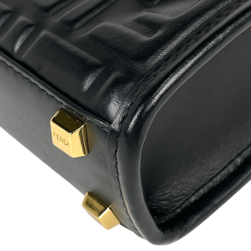 Fendi Sunshine Shopper Mini Handbag Demi Pattern Shoulder Bag Handbag Leather