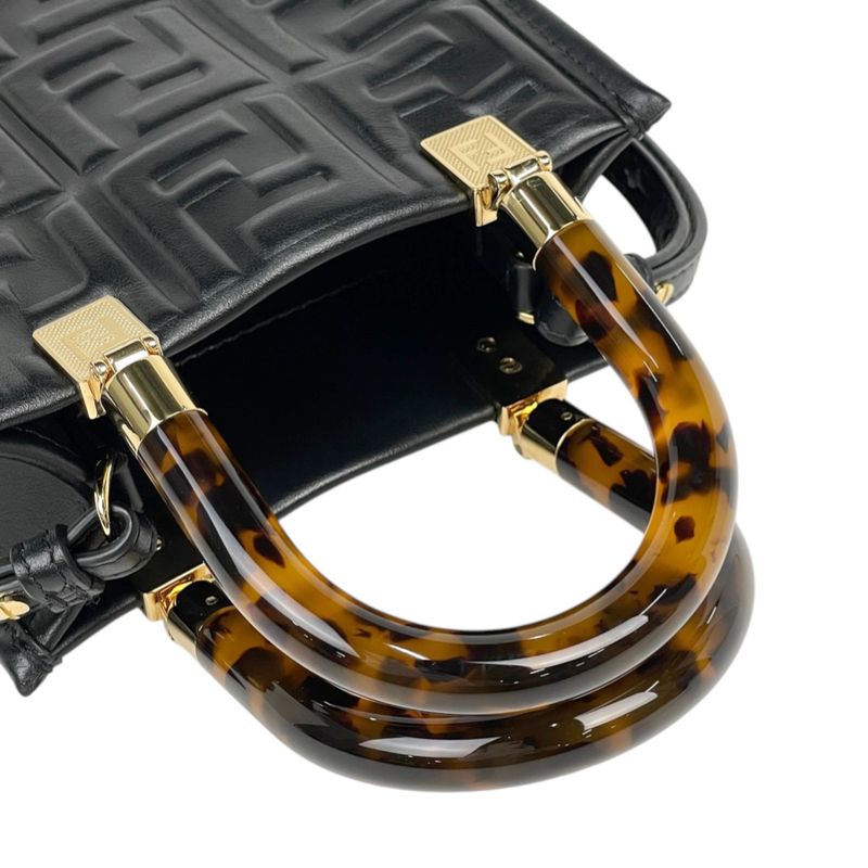Fendi Sunshine Shopper Mini Handbag Demi Pattern Shoulder Bag Handbag Leather
