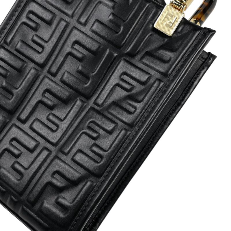 Fendi Sunshine Shopper Mini Handbag Demi Pattern Shoulder Bag Handbag Leather