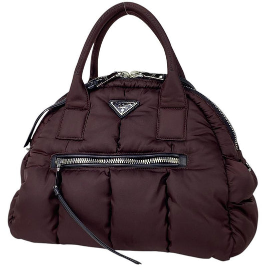 Prada Tessuto Bomber Handbag 2way Shoulder Bag Logo Plate Handbag Nylon Purple