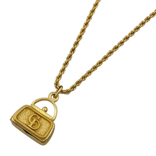 Christian Dior Logo Necklace Bag Motif CD Necklace GP Gold Ladies