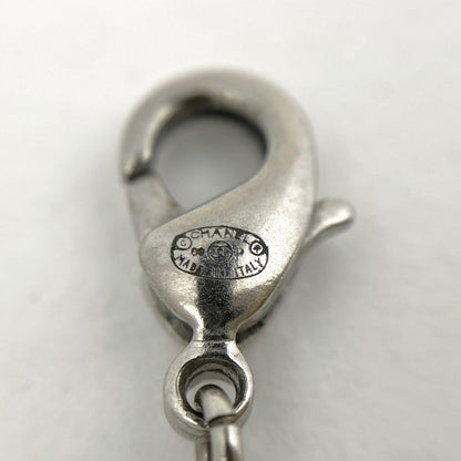Chanel Coco Mark Rhinestone Necklace CC Necklace Silver Plated Rhinestone