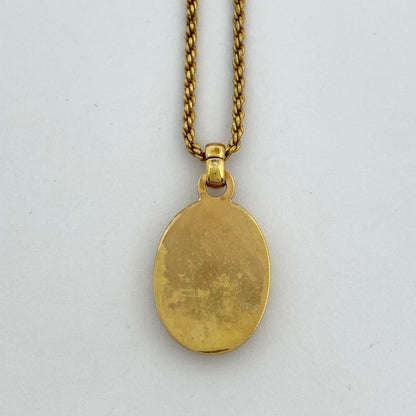Christian Dior Logo Necklace Oval Necklace GP Gold White Women