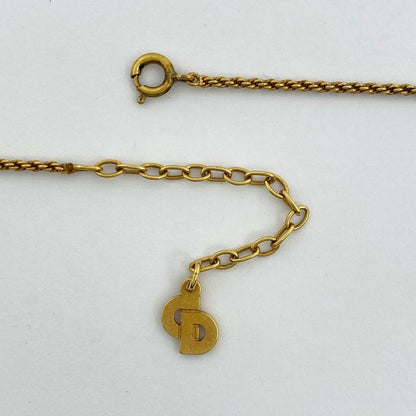 Christian Dior Logo Necklace Oval Necklace GP Gold White Women