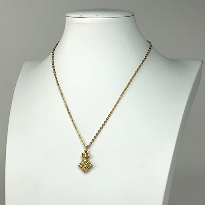 Christian Dior Logo Rhinestone Necklace CD Necklace GP Gold Women
