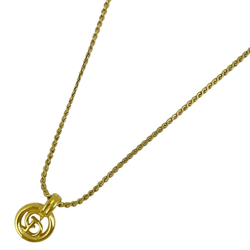 Christian Dior Logo Necklace Round CD Necklace GP Gold Women