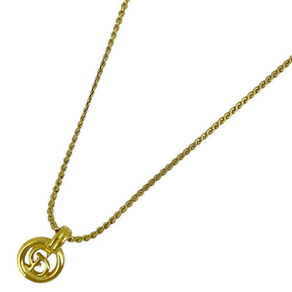 Christian Dior Logo Necklace Round CD Necklace GP Gold Women