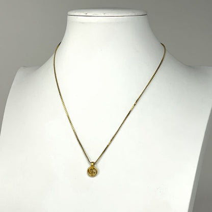 Christian Dior Logo Necklace Round CD Necklace GP Gold Women
