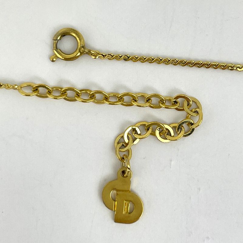 Christian Dior Logo Necklace Round CD Necklace GP Gold Women